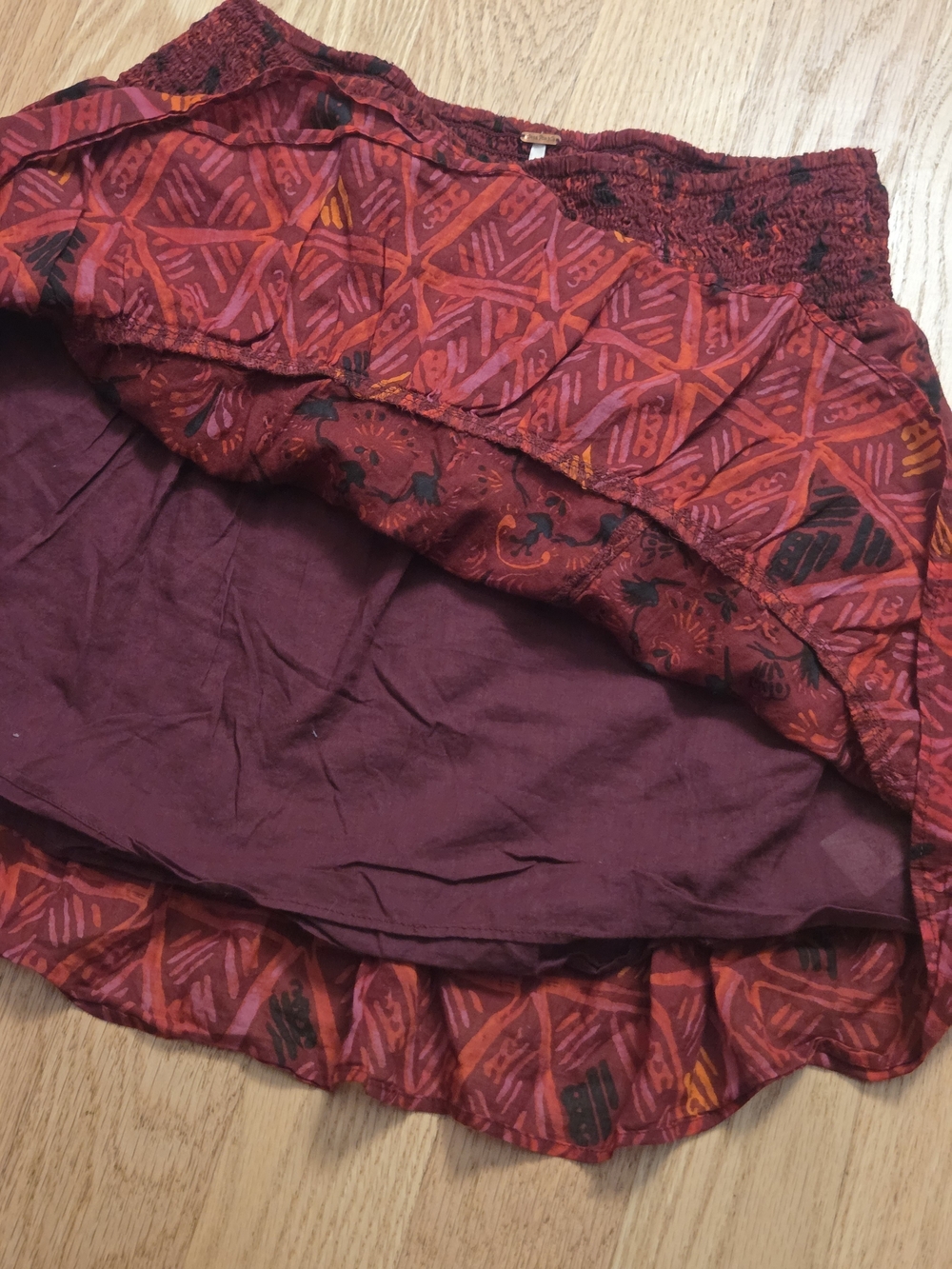 Free People Skirt Riviera Mini Geo Floral Print Pleated Ruffled Asymmetrical L - Picture 4 of 7